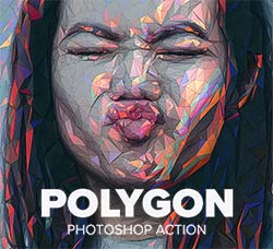 极品PS动作－低多边形特效(支持CC2015-2019/含高清视频教程)：Polygon Photoshop Acti